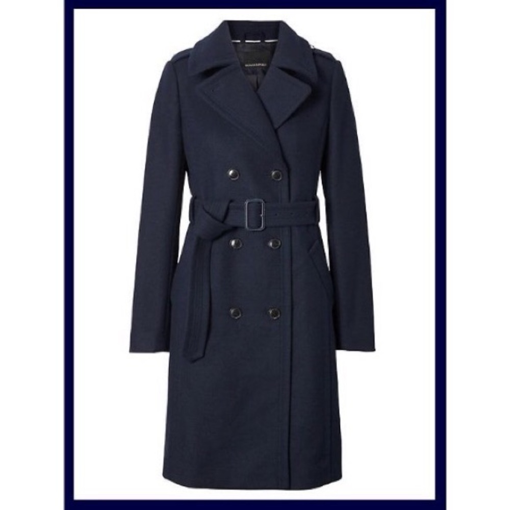 Banana Republic by Mario Bellucci Black Trench Coat with Belted Waist